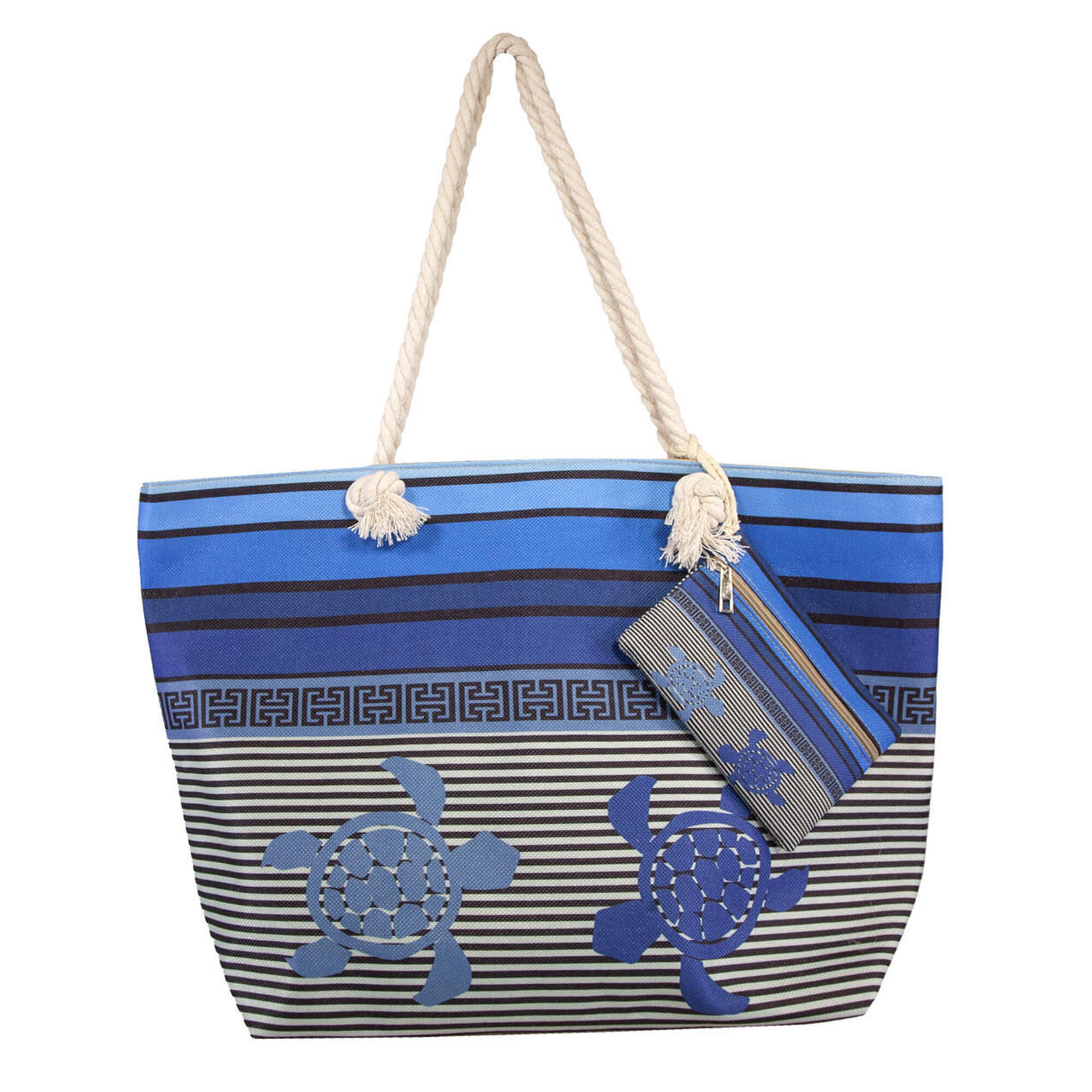 BOLSO ESTAMPADO DE PLAYA CON MONEDERO ELEGANTE AZUL Decathlon